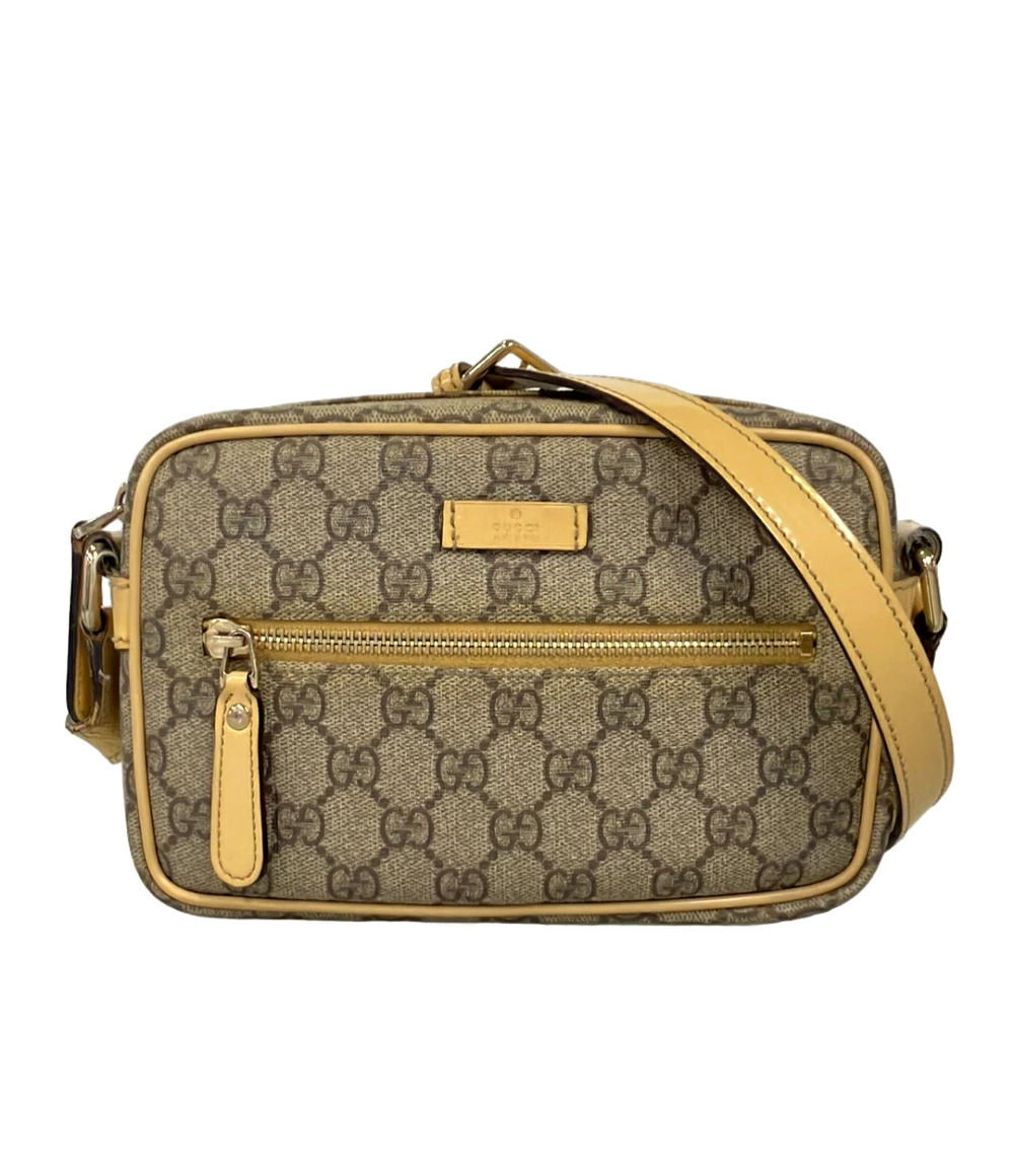 Gucci GG Supreme Crossbody Bag Canvas Leather Brown